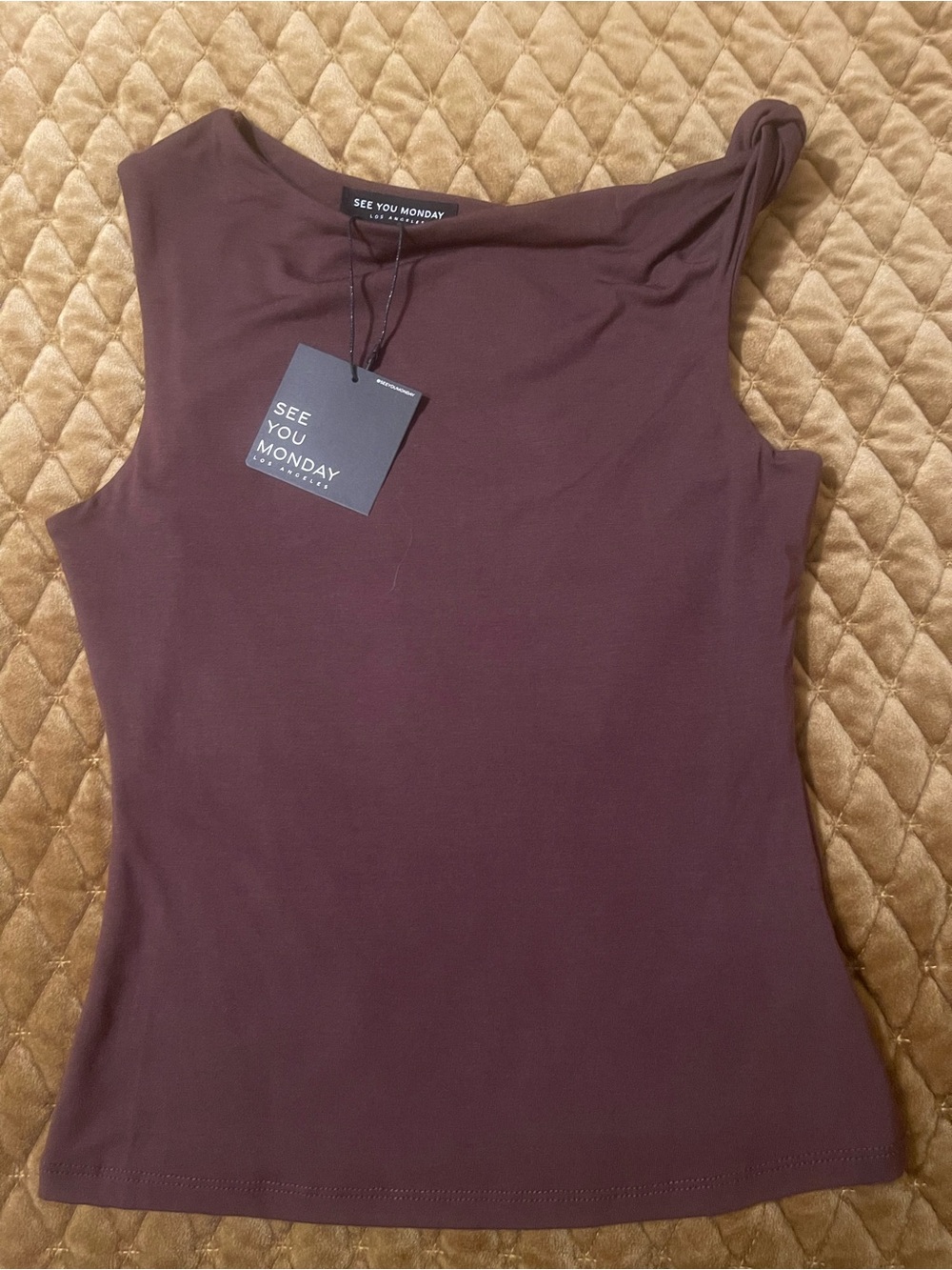 See You Monday Women's One-Shoulder Tank Top in Plum
